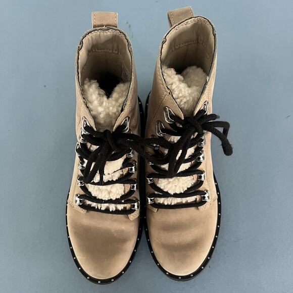 Sorel Lennox Shearling Cozy Canoe Tan Suede Lace Up Lug Sole Boots - Picture 7 of 9